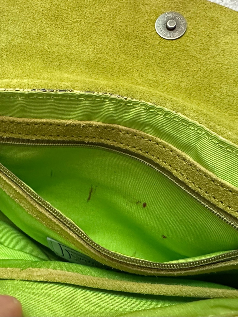 Cynthia Rowley Snake-Print Shoulder Bag with lime green with Chain Detail - Picture 9 of 11